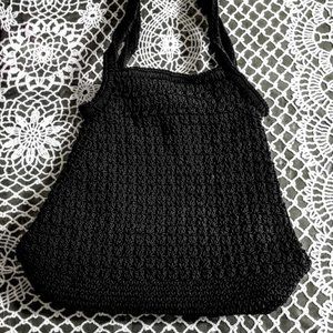 Vintage Black Crocheted Evening Bag - NWOT